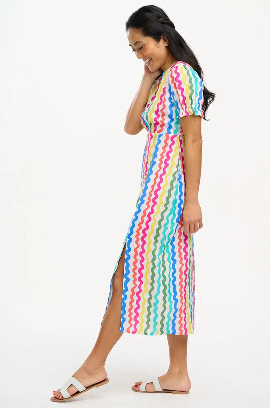 Dilly Midi Tea Dress - Multi, Squiggly Lines