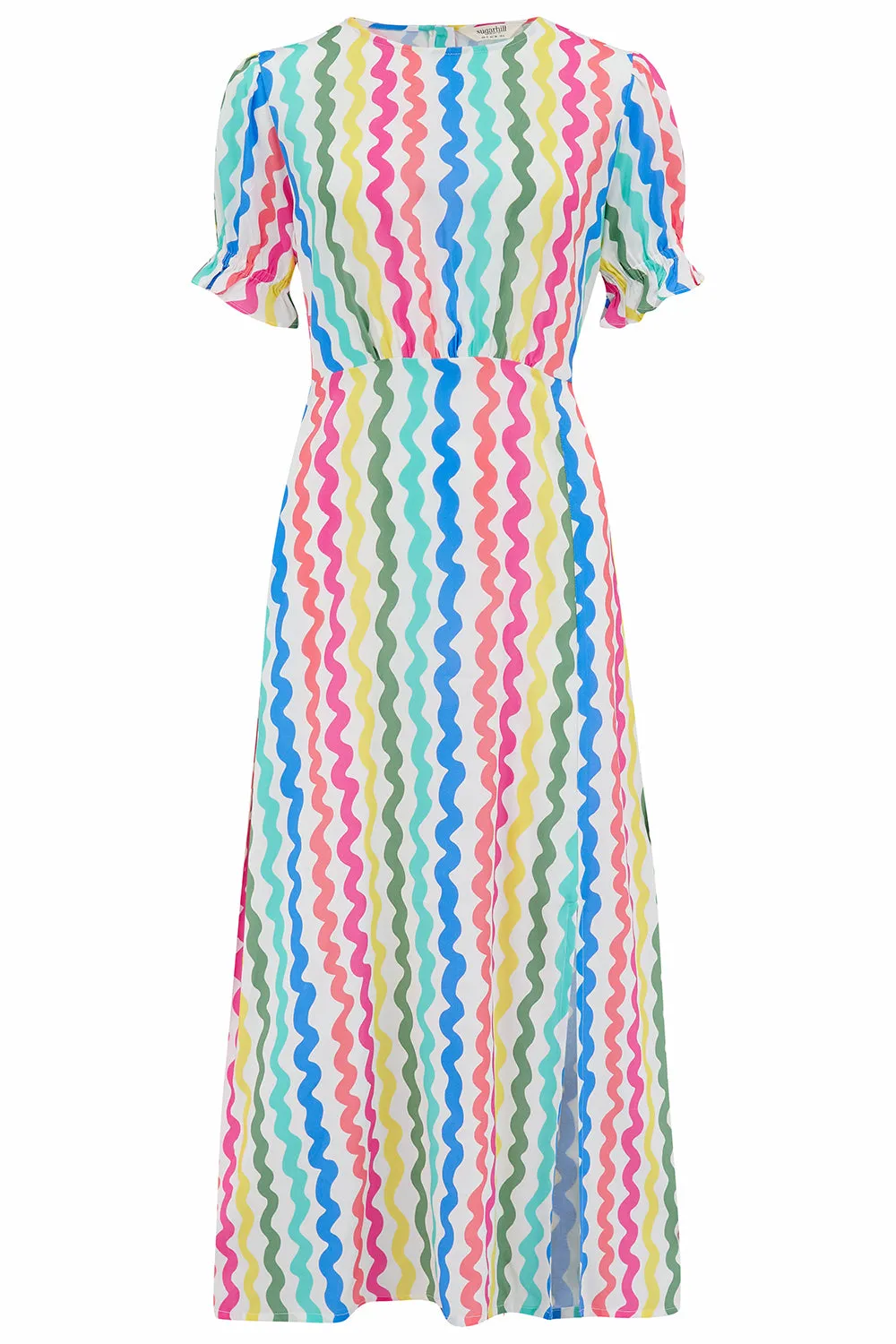 Dilly Midi Tea Dress - Multi, Squiggly Lines