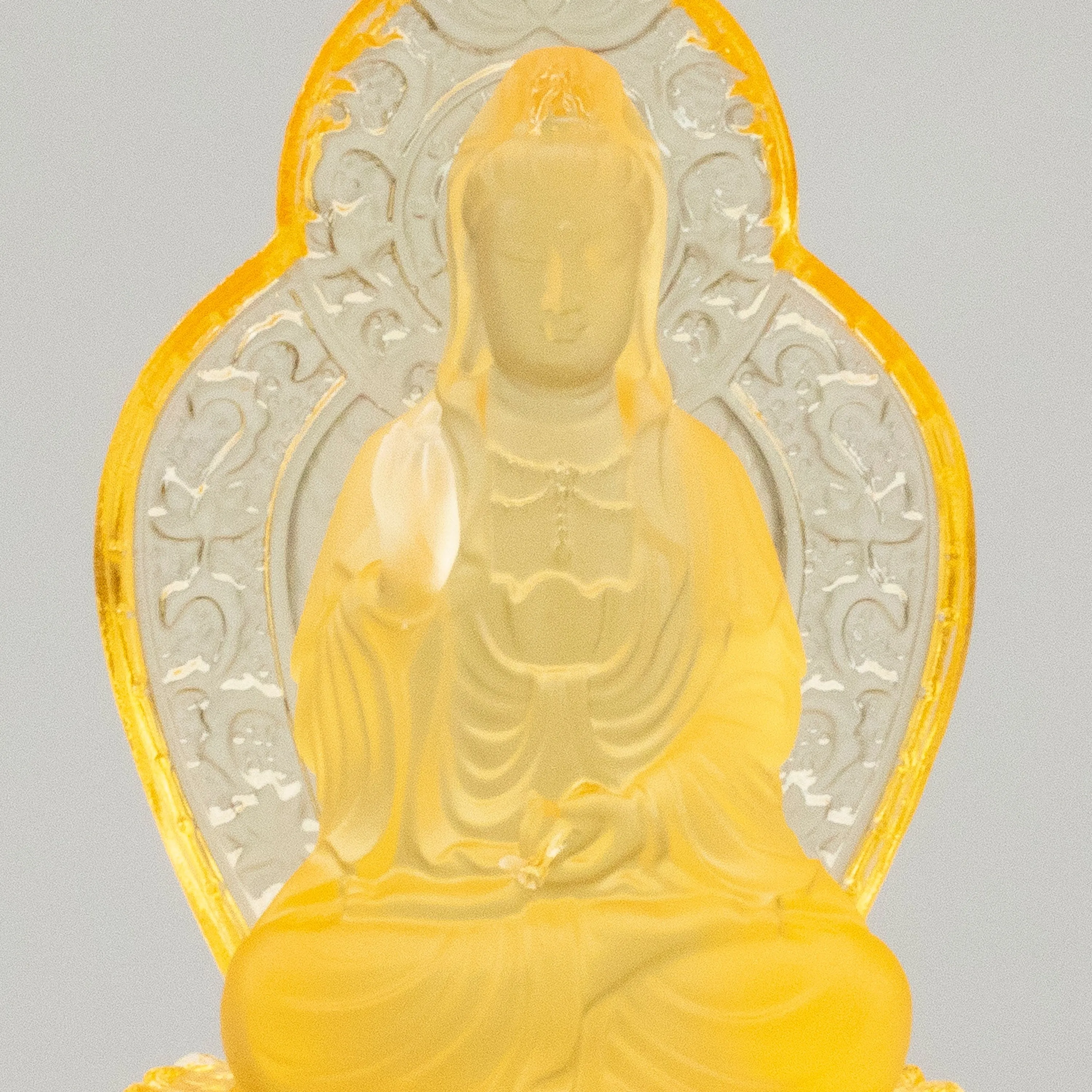 Divine Golden Guan Yin Crystal Carving - A Symbol of Compassion and Protection