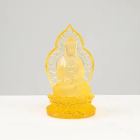 Divine Golden Guan Yin Crystal Carving - A Symbol of Compassion and Protection