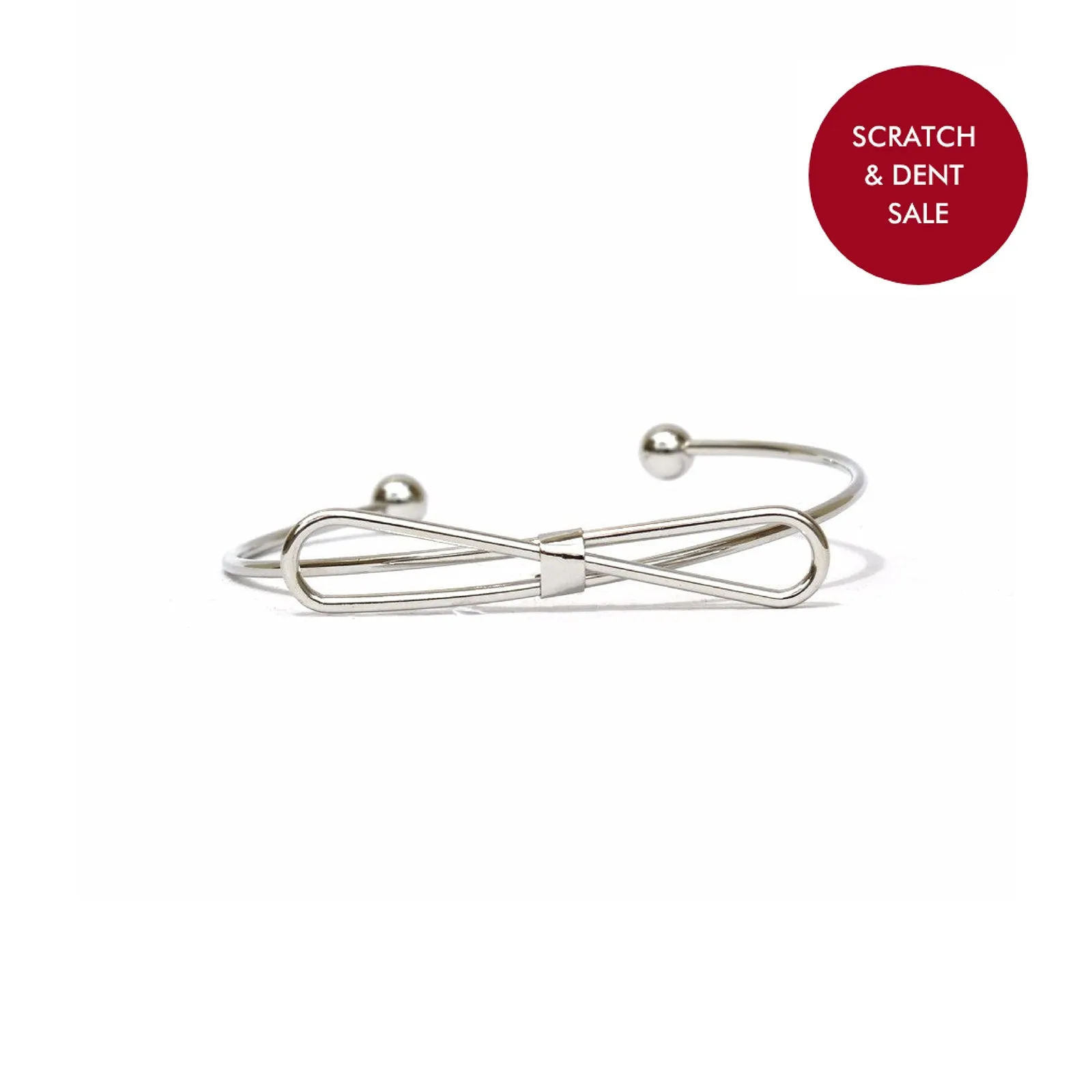 Elegant Bow Open Cuff Silver Bracelet - Sample