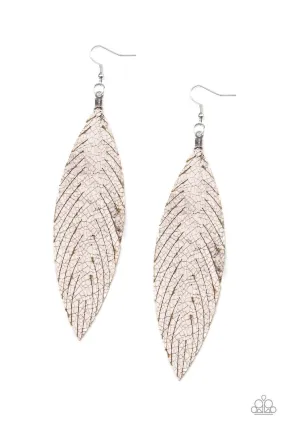 Feather Fantasy Multi Metallic Leather Feather Earrings - Paparazzi Accessories