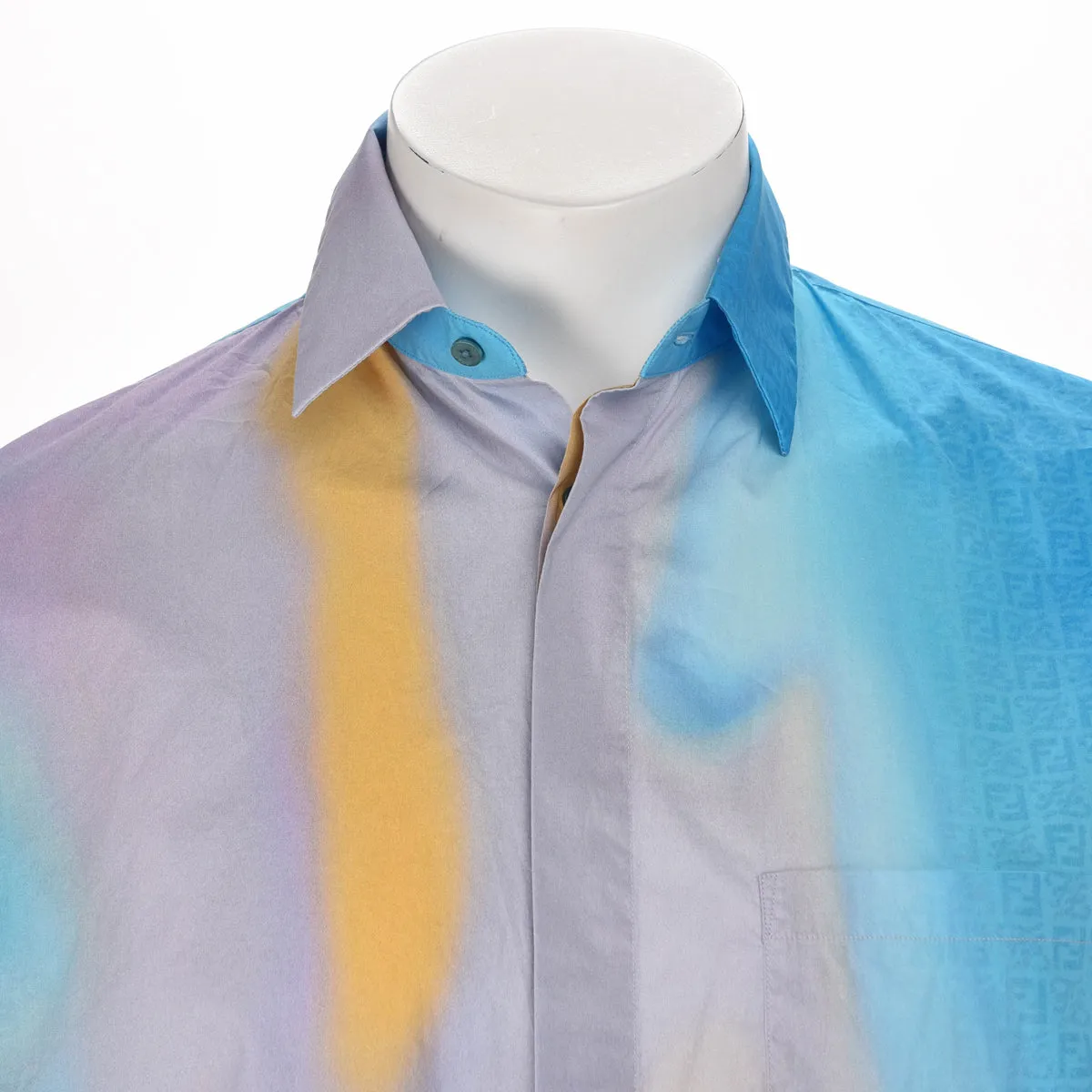 Fendi Aqua Cotton Sunrise Print Shirt 39