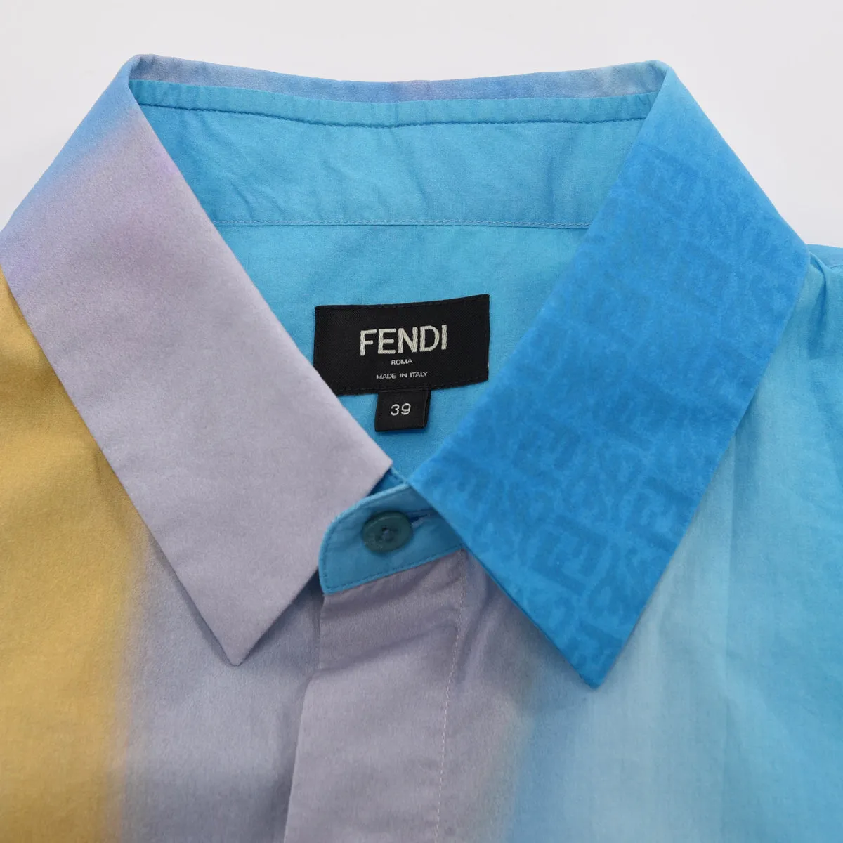 Fendi Aqua Cotton Sunrise Print Shirt 39