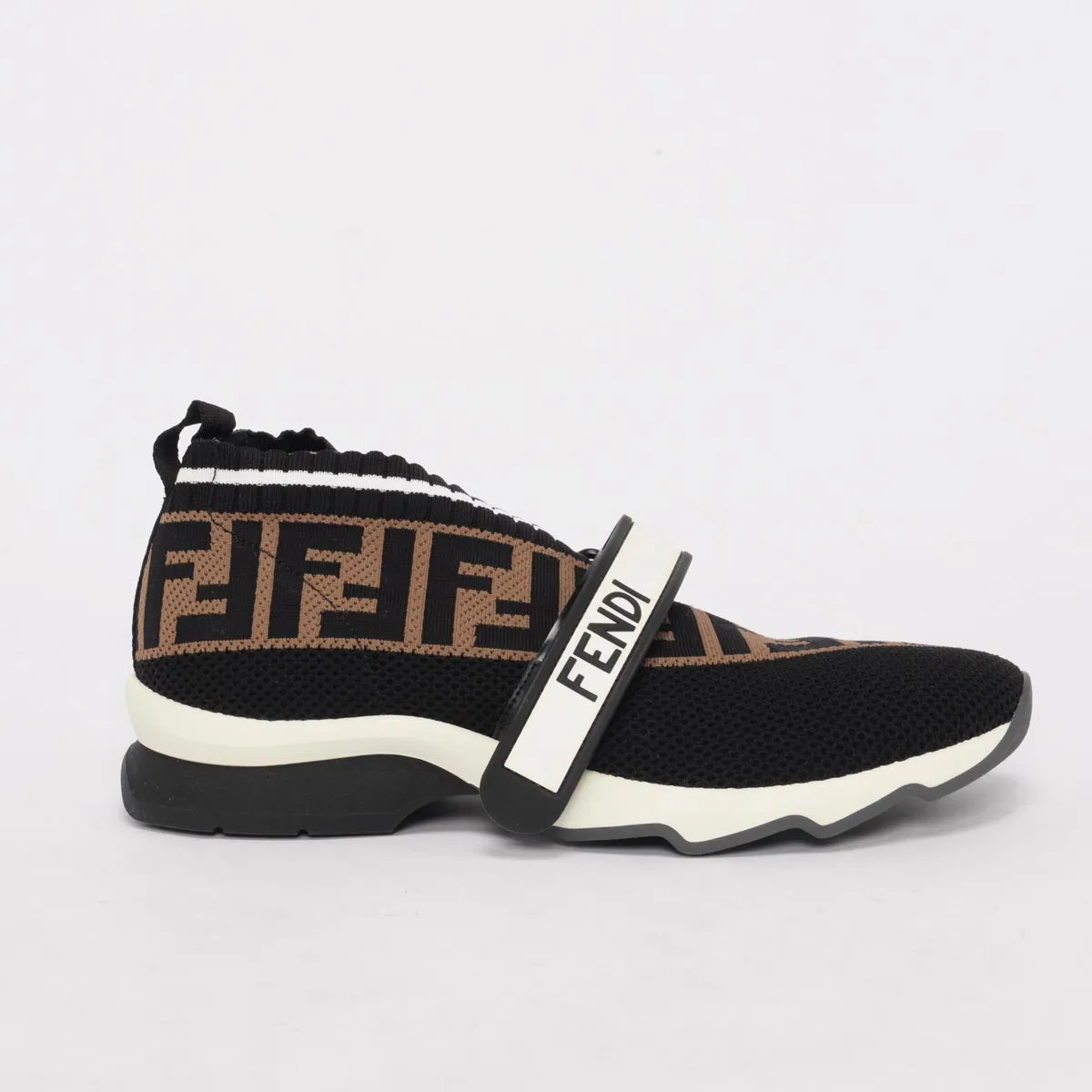 Fendi Brown FF Knit Fendi Love Rockoko Sneakers 38.5