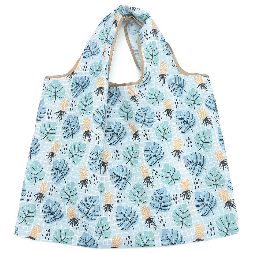 Foldable Bag Jackie Monstera Squares Blue