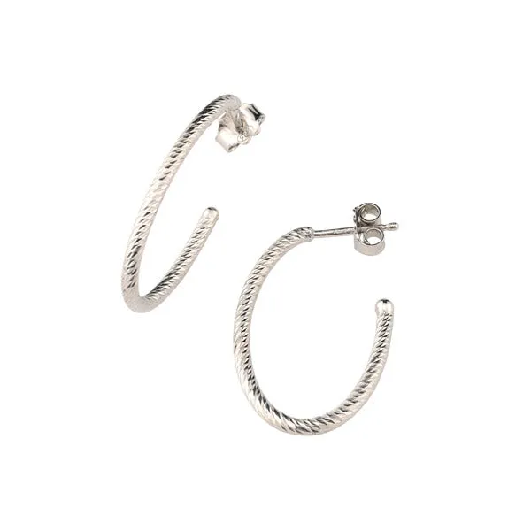 Frederic Duclos Sterling Silver Textured Oval Hoop Earrings