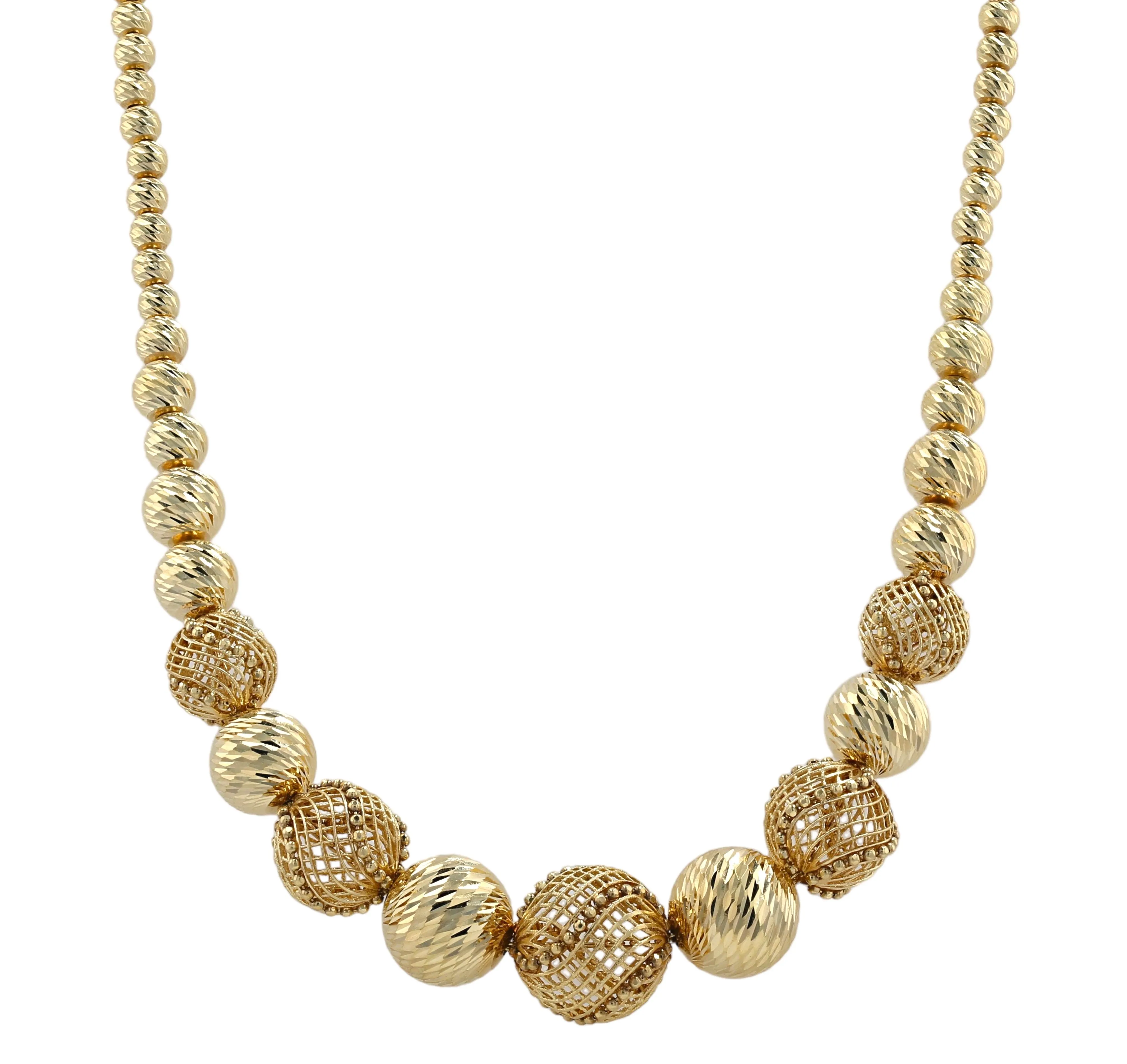 Gold 14k yellow gold Diamond cut bead necklace