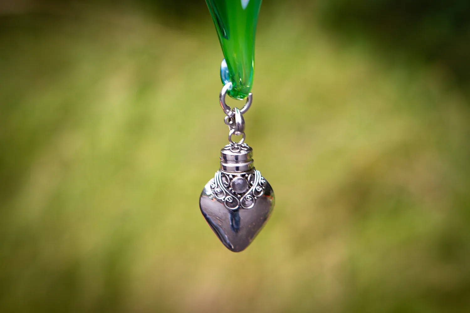 Hanging Spotted Glass Ornament with Silver Keepsake Urn