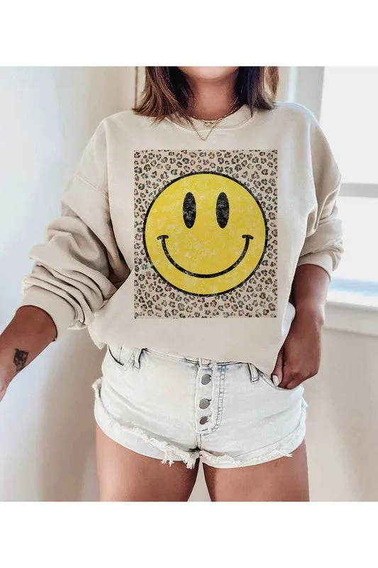 HAPPY LEOPARD GRAPHIC SWEATSHIRT