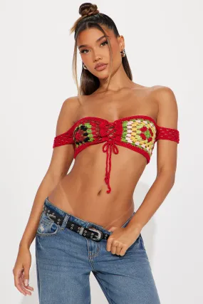 Heat Of The Moment Crochet Top - Red/combo