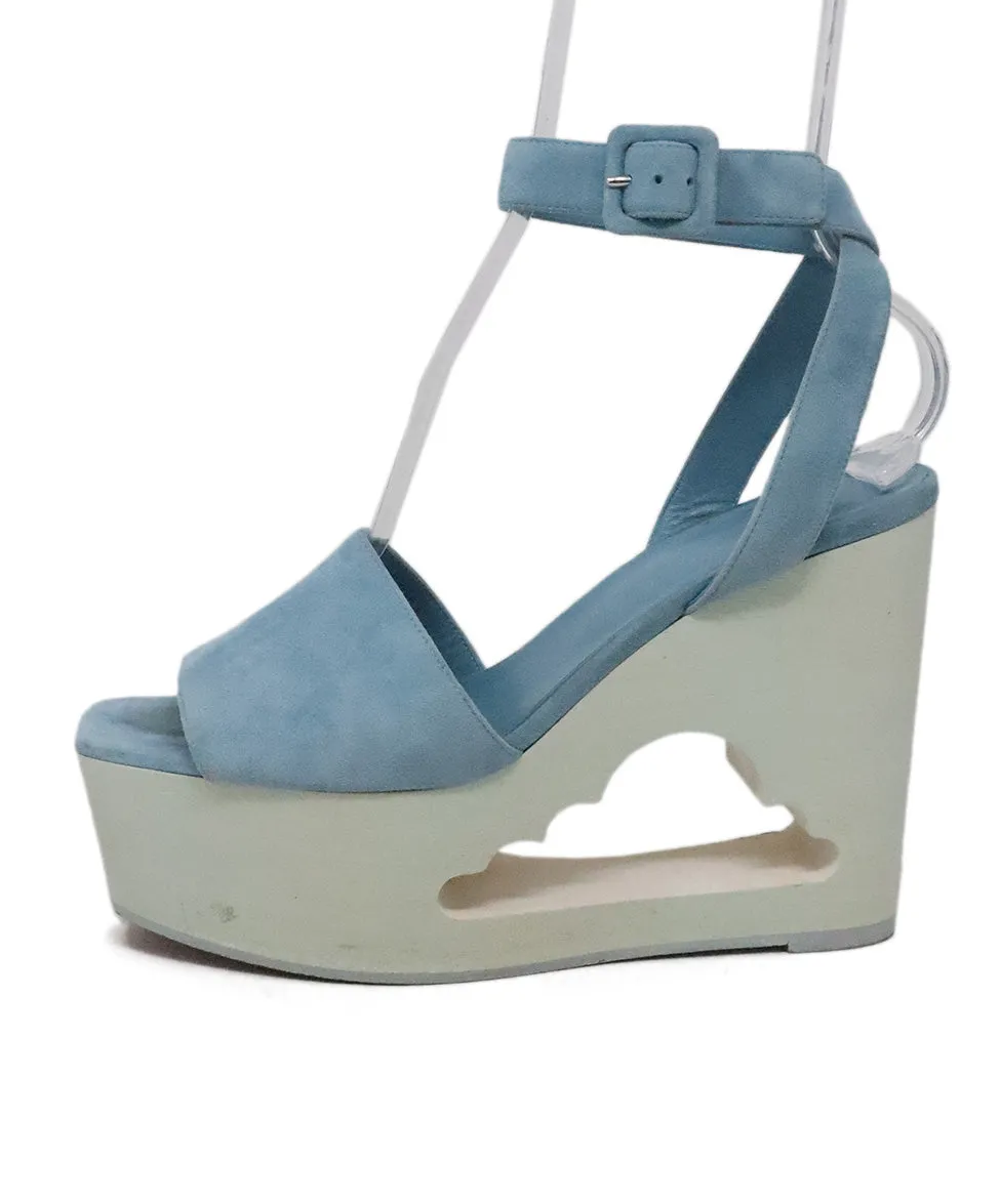 Hermes Blue Suede & Wood Wedges sz 9