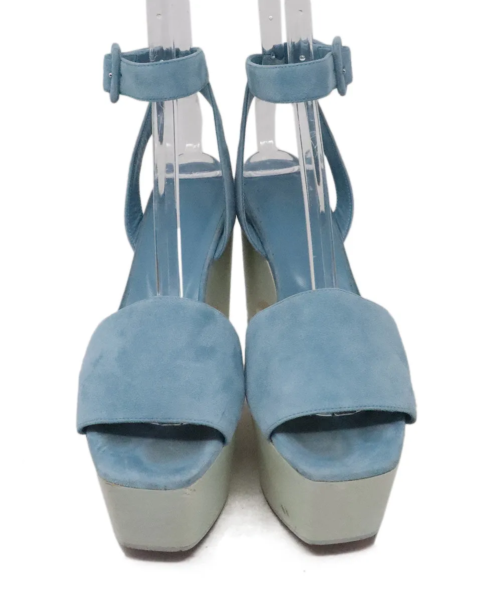 Hermes Blue Suede & Wood Wedges sz 9