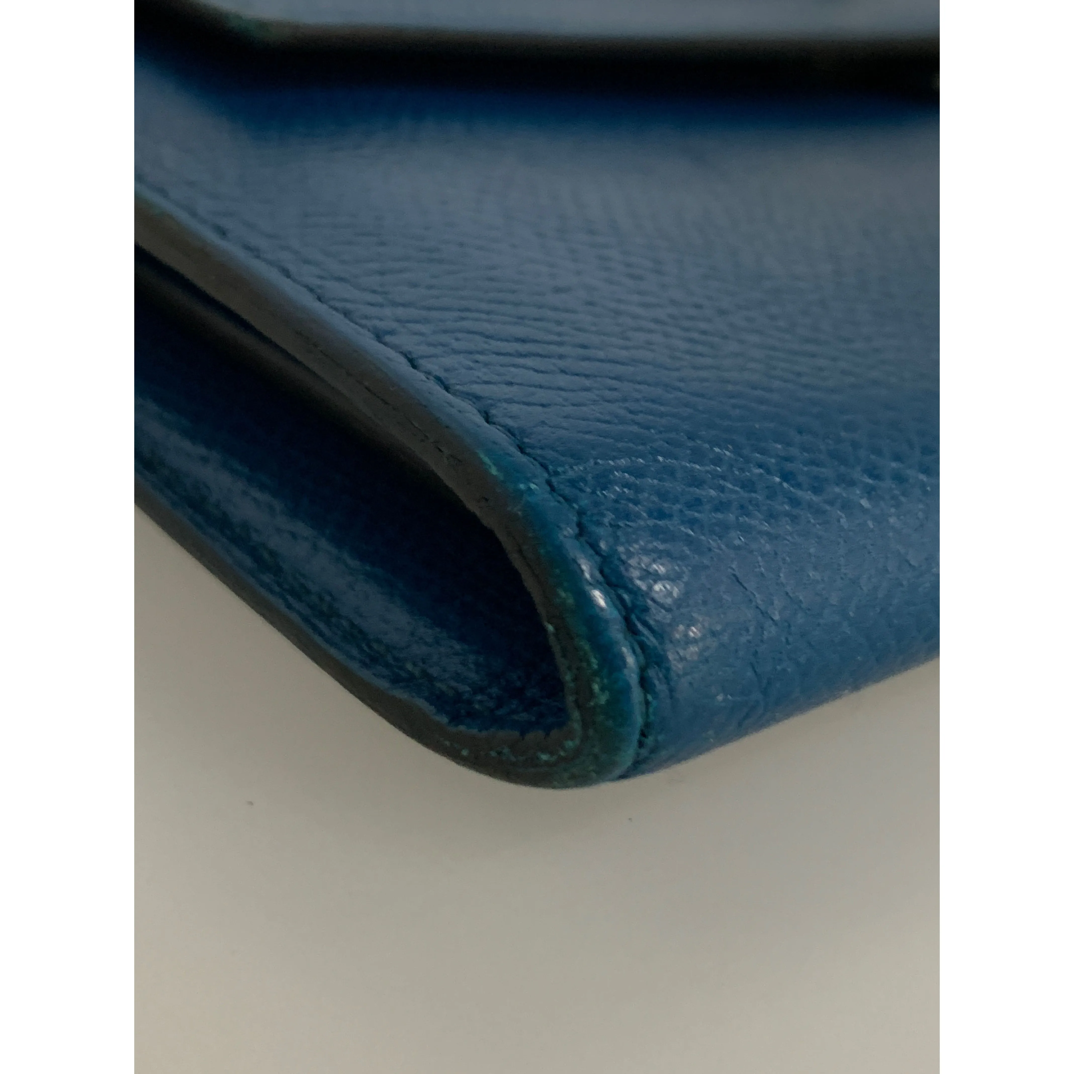 #HERMES/Long Wallet/BLU/Leather/Plain