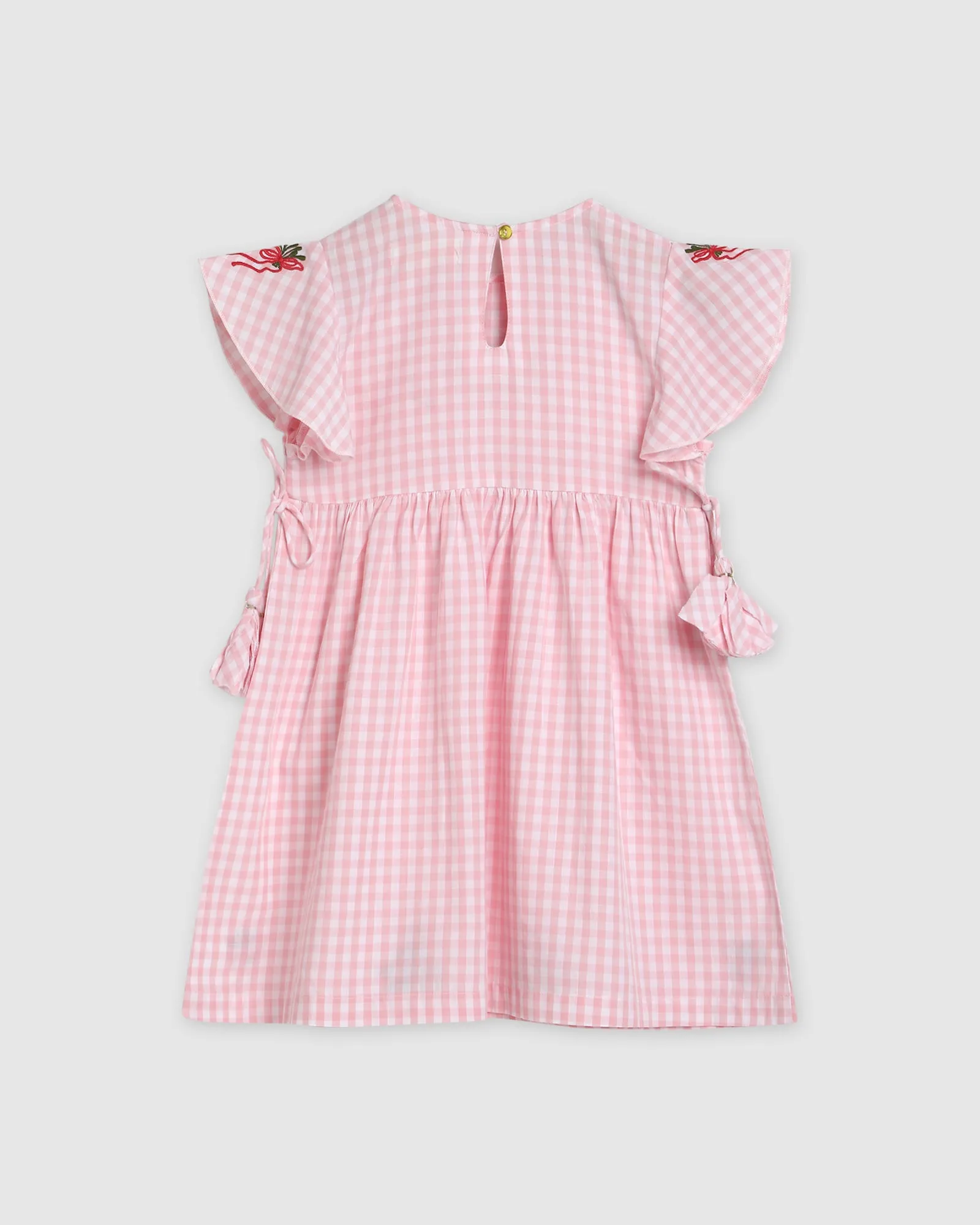 Holly Dress - PInk Gingham Mistletoe