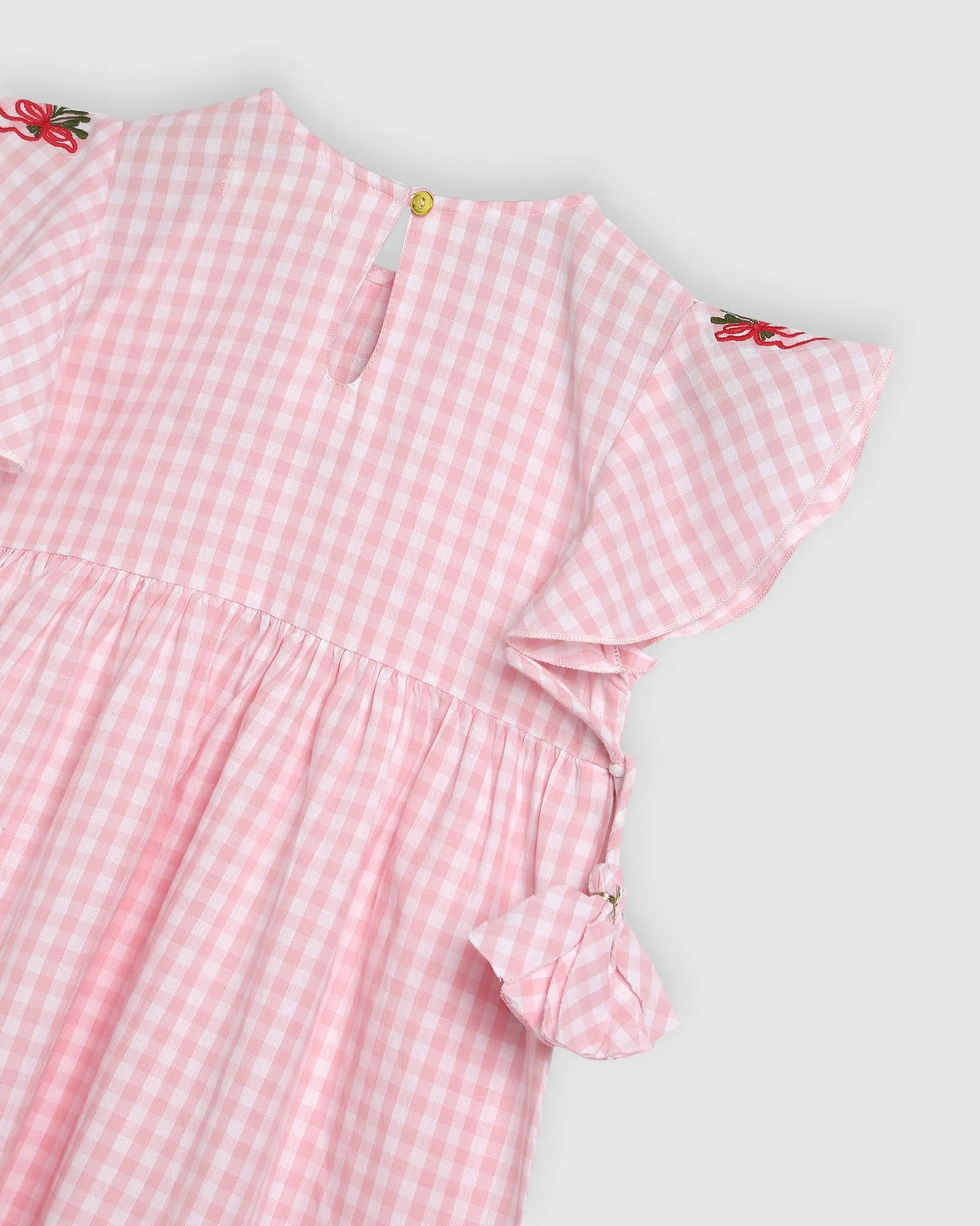 Holly Dress - PInk Gingham Mistletoe