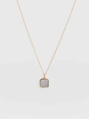 Iridescence Square Charm Necklace - Gold