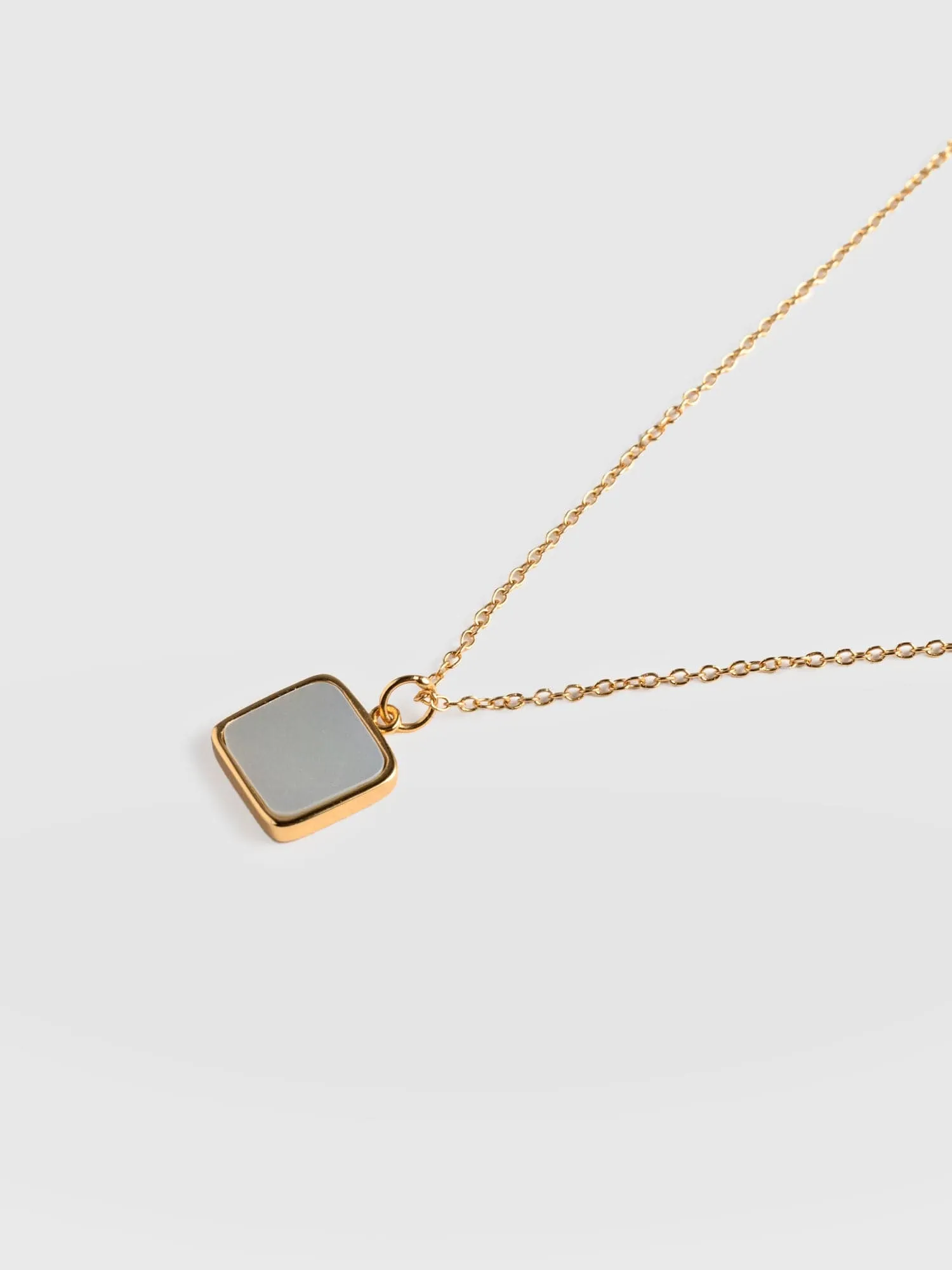 Iridescence Square Charm Necklace - Gold