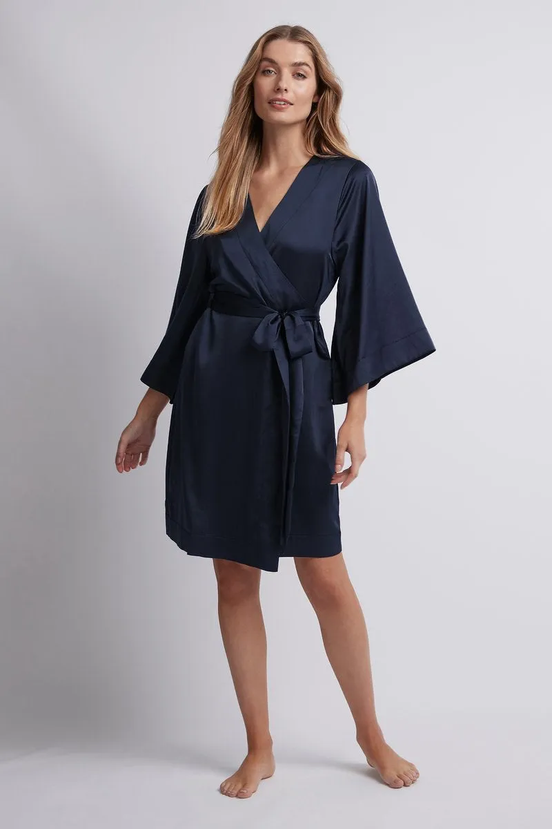 Jasmine Short Robe - Navy