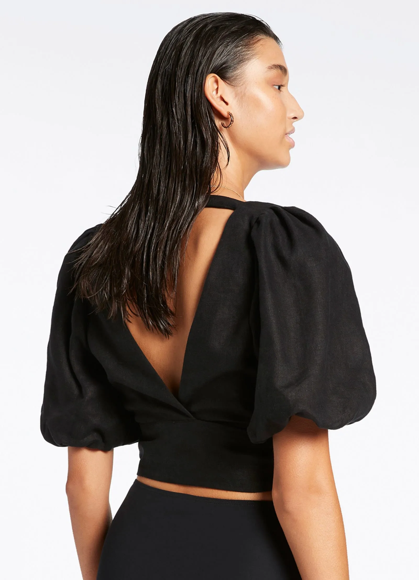 Jetset Puff Sleeve Top - Black