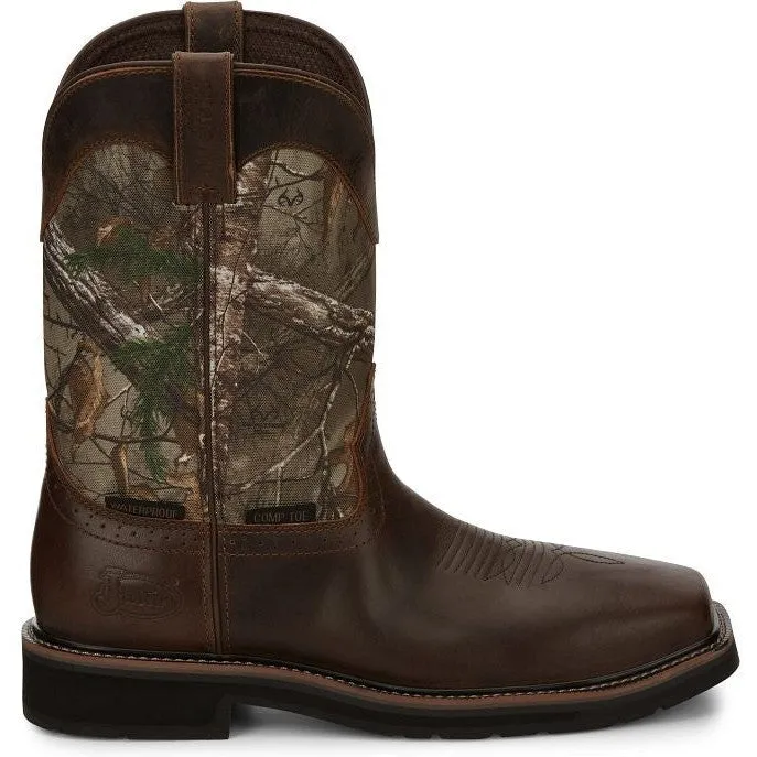 Justin Men's Trekker 11" CT WP Western Work Boot -Brown- SE4677