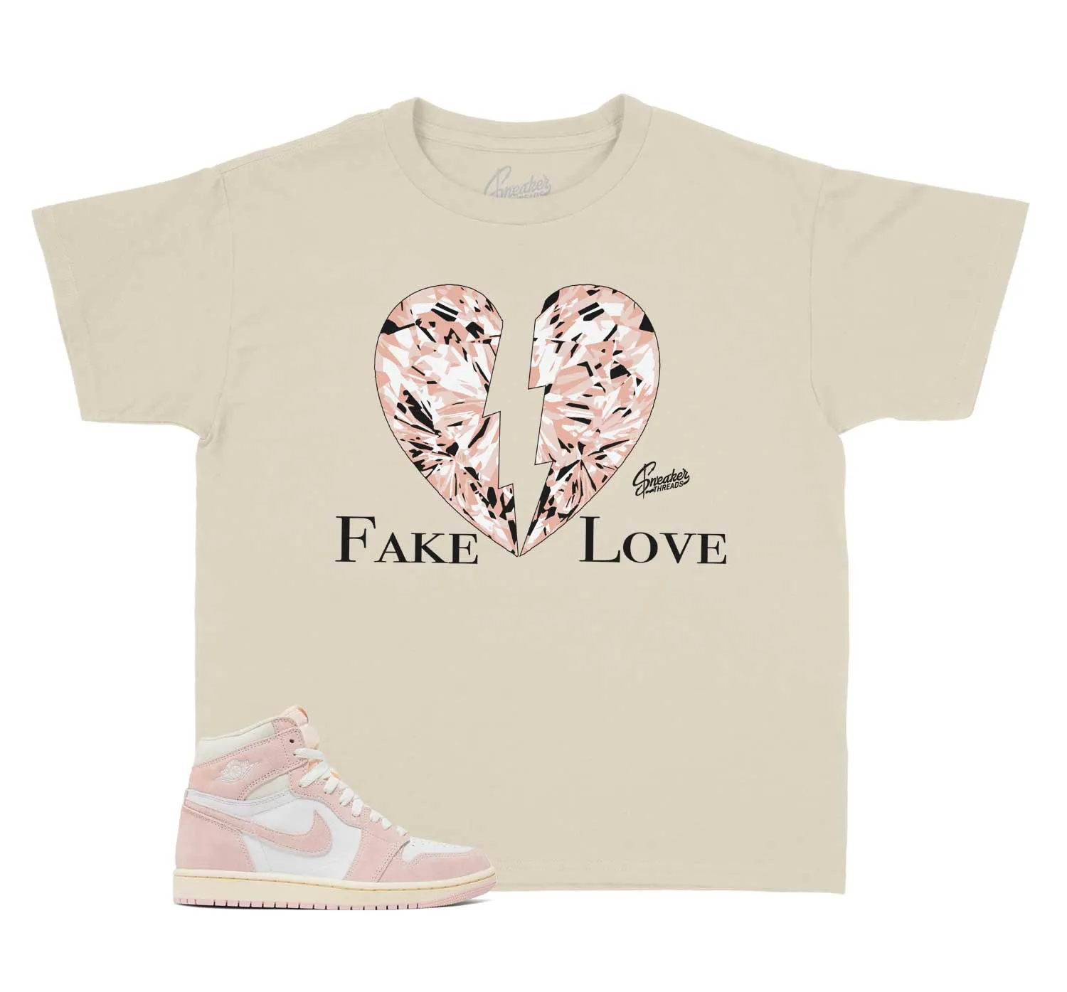 Kids Washed Pink 1 Shirt - Love - Natural