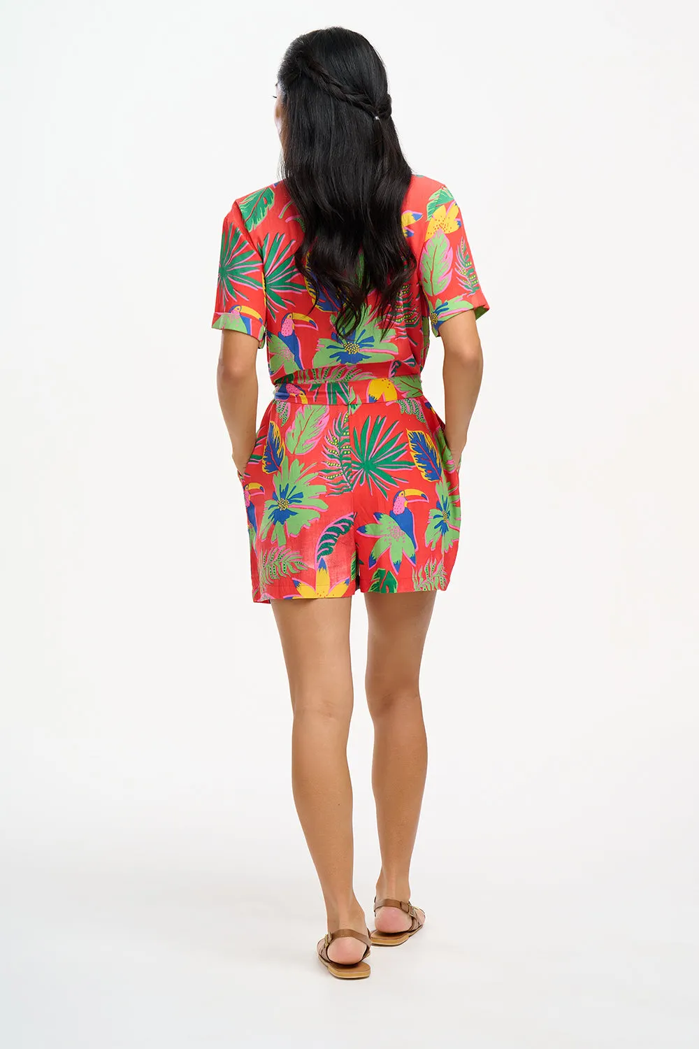 Kiki Playsuit - Red, Tropical Toucans