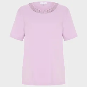 Ladies Diamante Collar T-Shirt