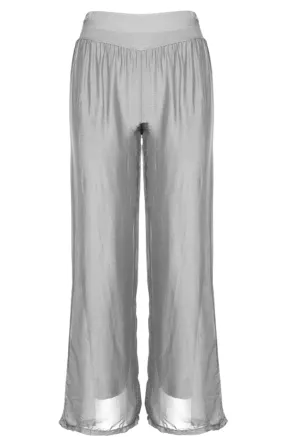 M Made in Italy - Women's Silk Palazzo Trousers Plus Size