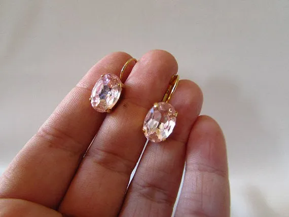 Medium Blush Pink Paste Glass Earrings