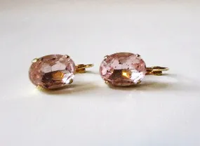 Medium Blush Pink Paste Glass Earrings