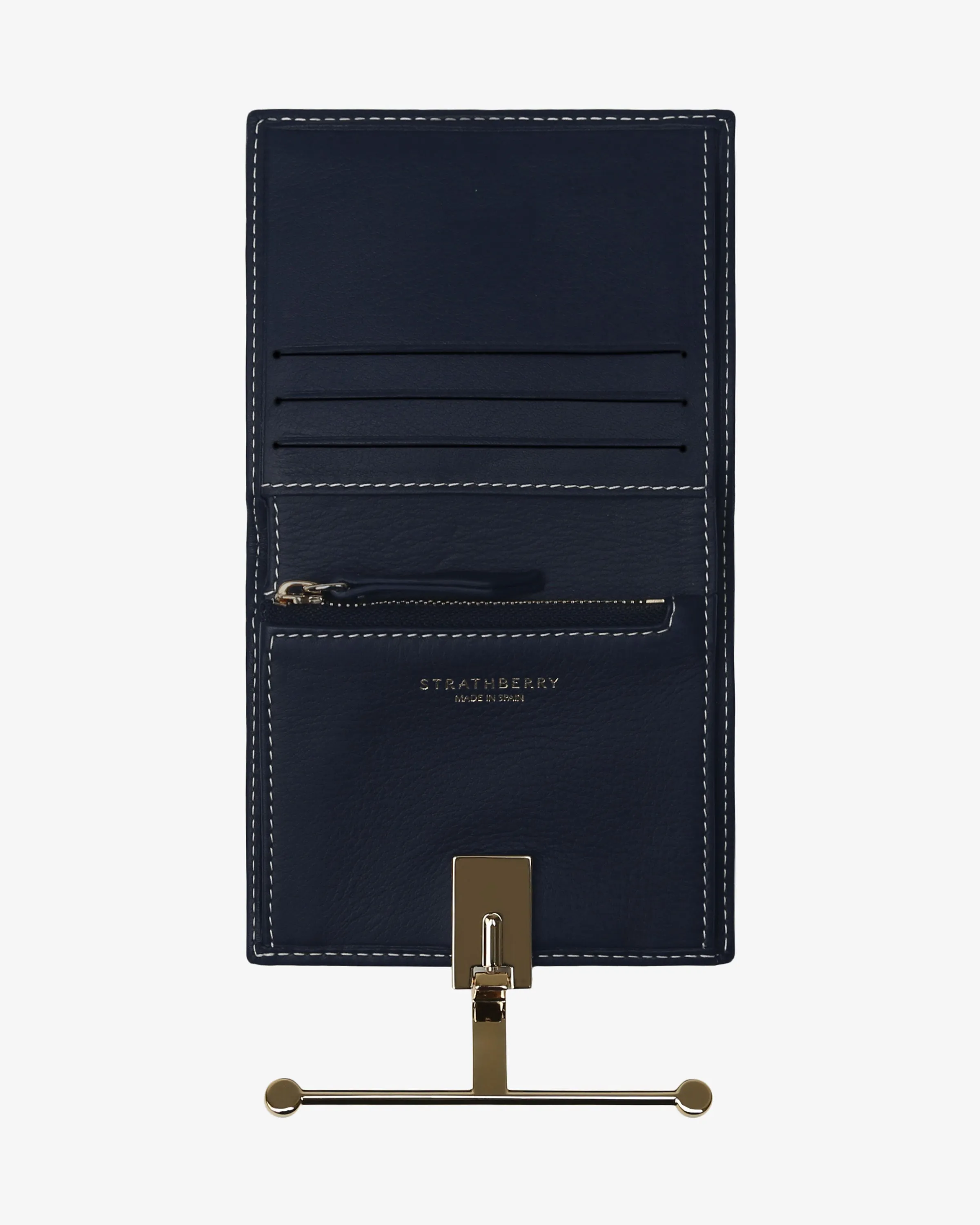 Melville Street Wallet - Navy with Vanilla Stitch