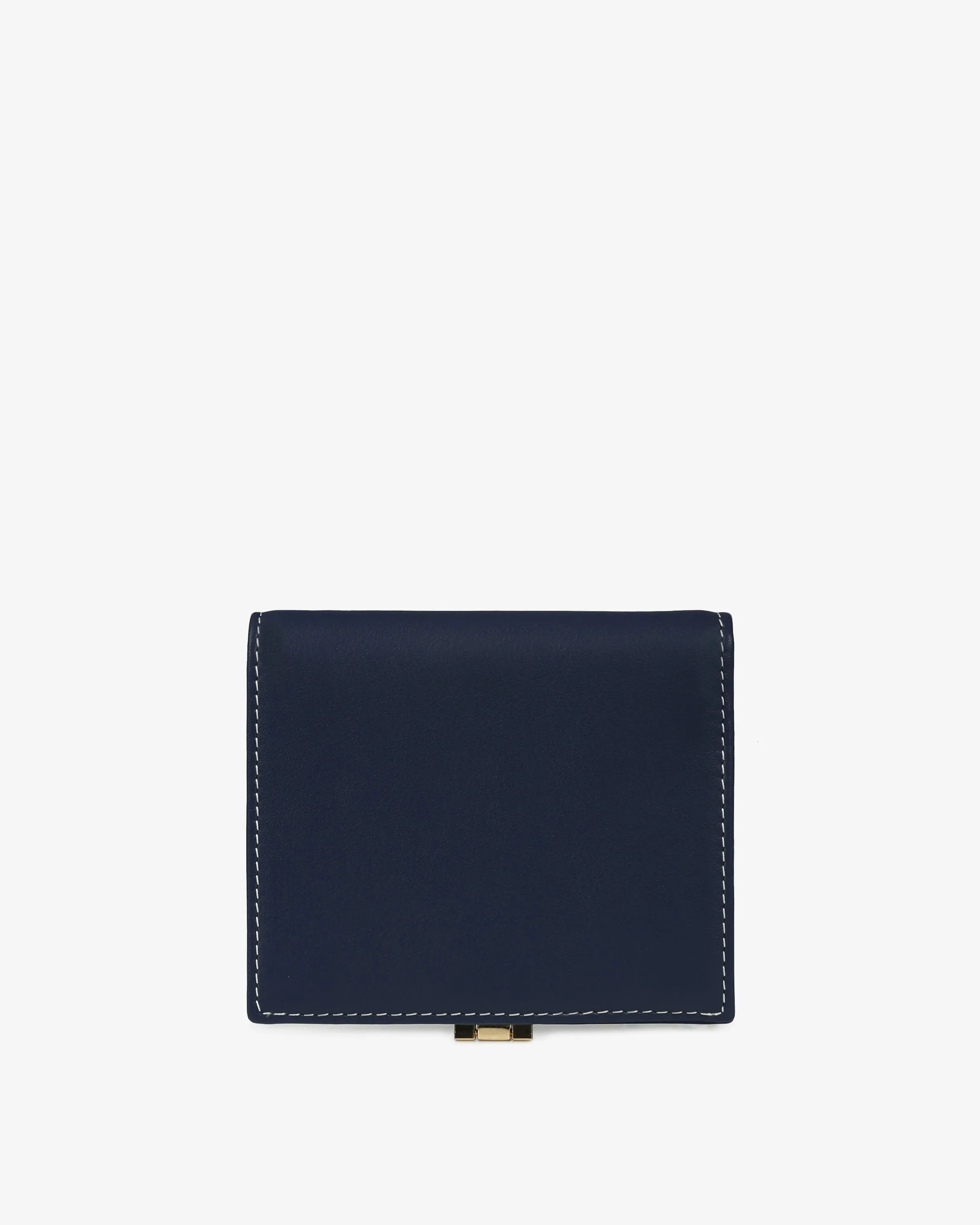 Melville Street Wallet - Navy with Vanilla Stitch