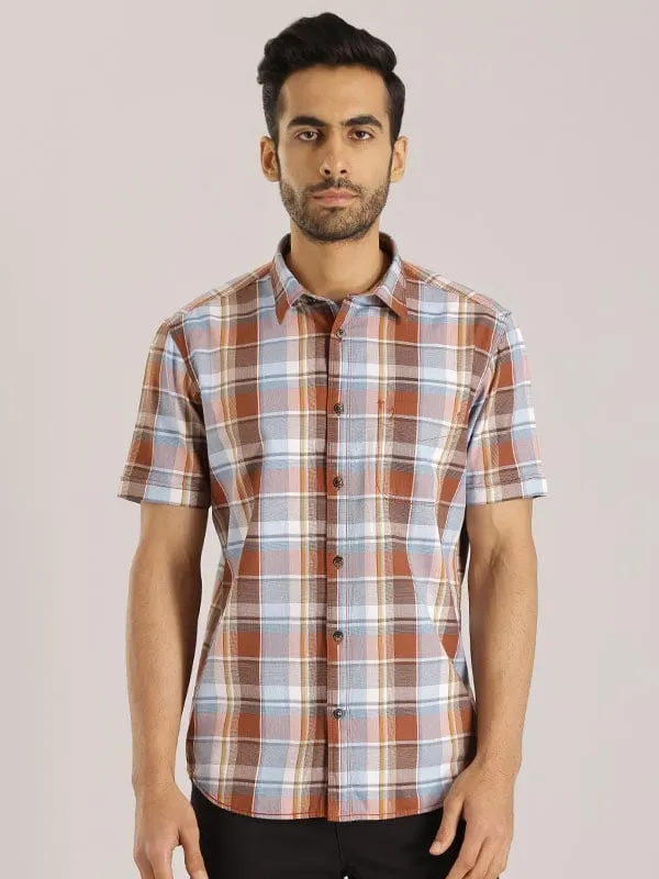 Men Checked Half Sleeve Cotton Shirt