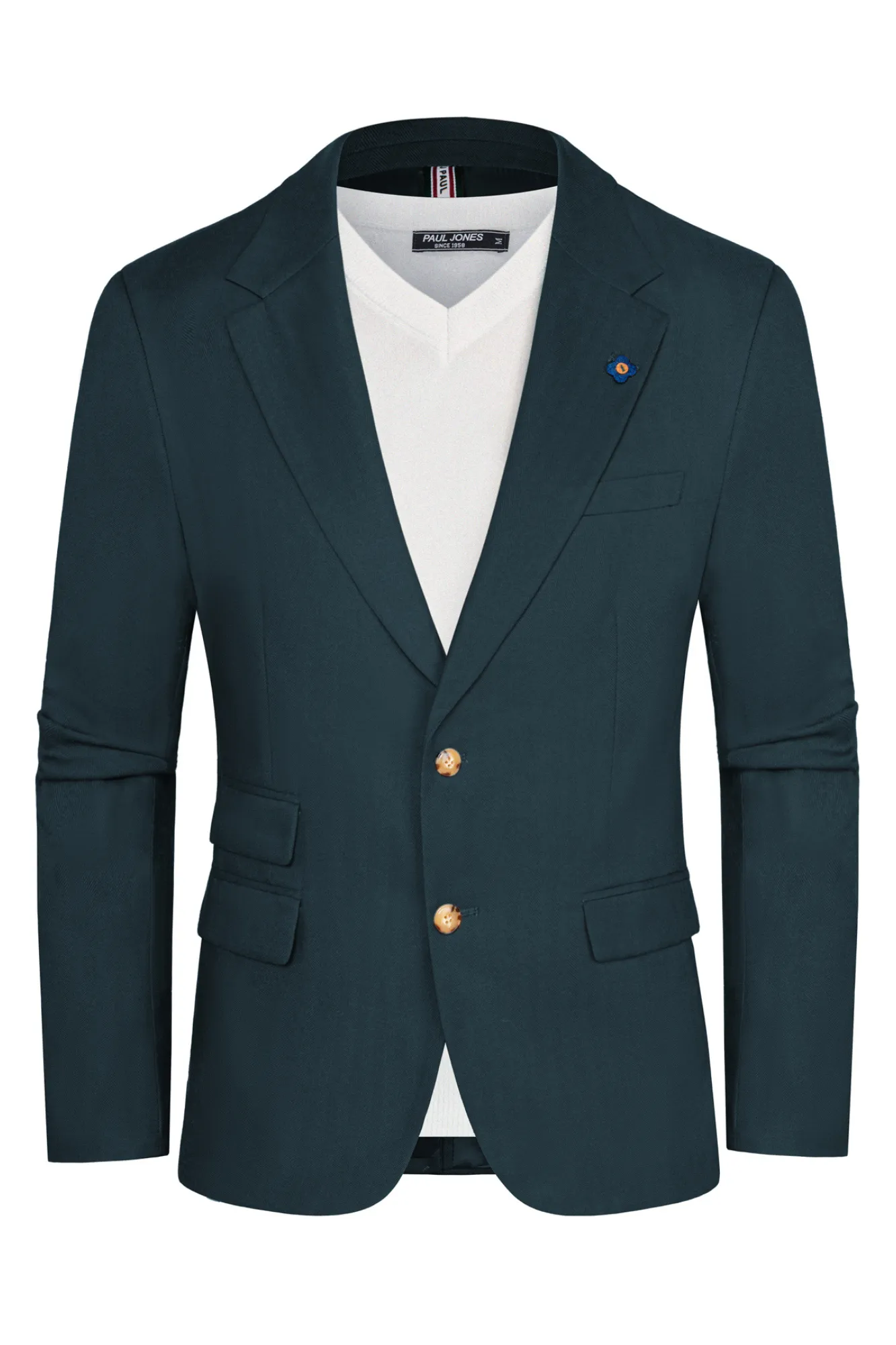 Men Notch Lapel Blazer Coat Casual Two-Button Back Slit Suit Coat