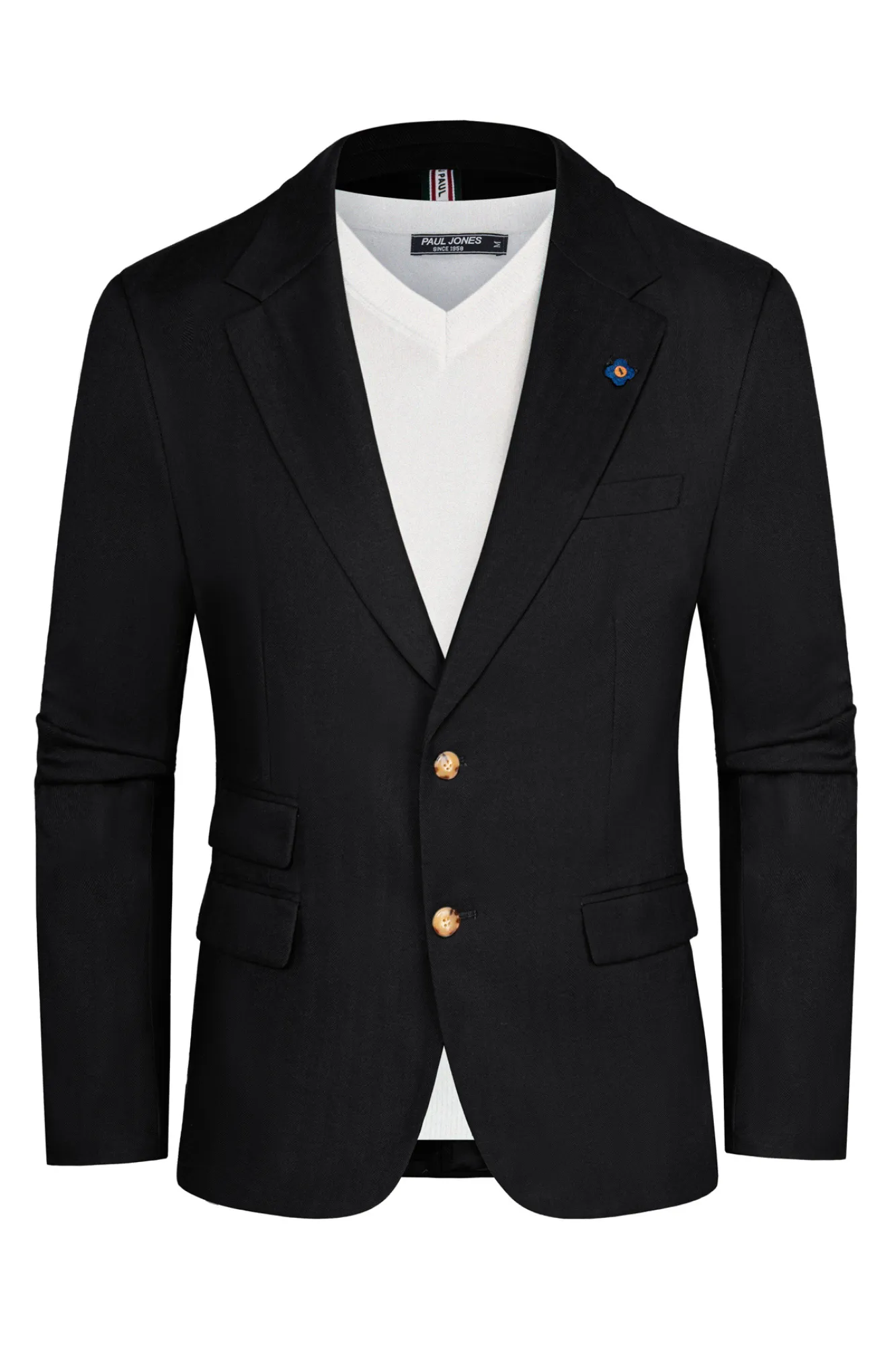 Men Notch Lapel Blazer Coat Casual Two-Button Back Slit Suit Coat