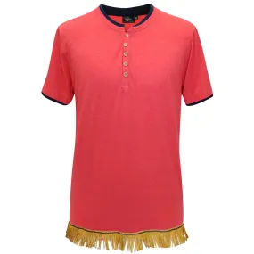 Men's Pure Cotton Henley Neck T-Shirt with Fringes