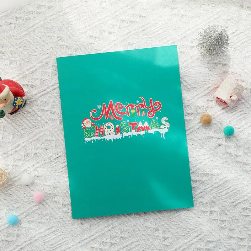 Merry Christmas Christmas Gift 3D Pop Up Greeting Cards