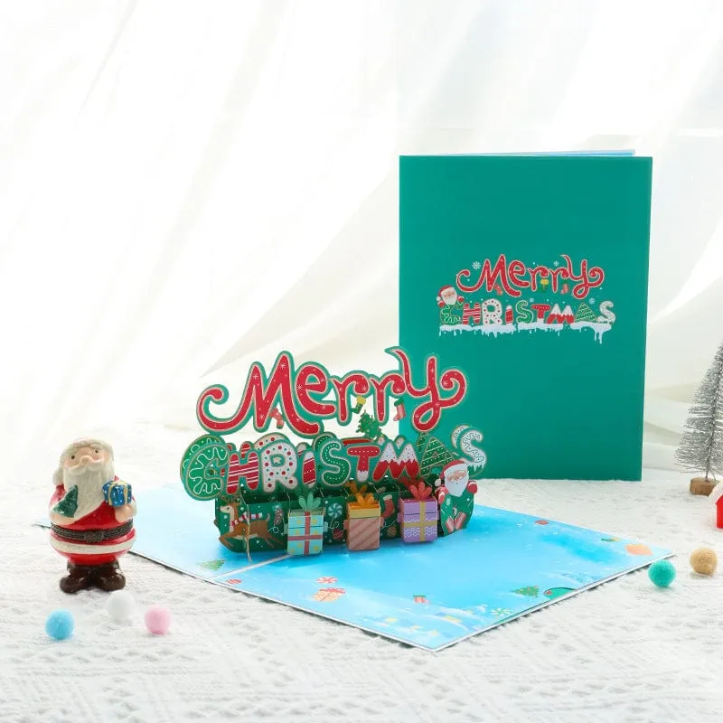 Merry Christmas Christmas Gift 3D Pop Up Greeting Cards