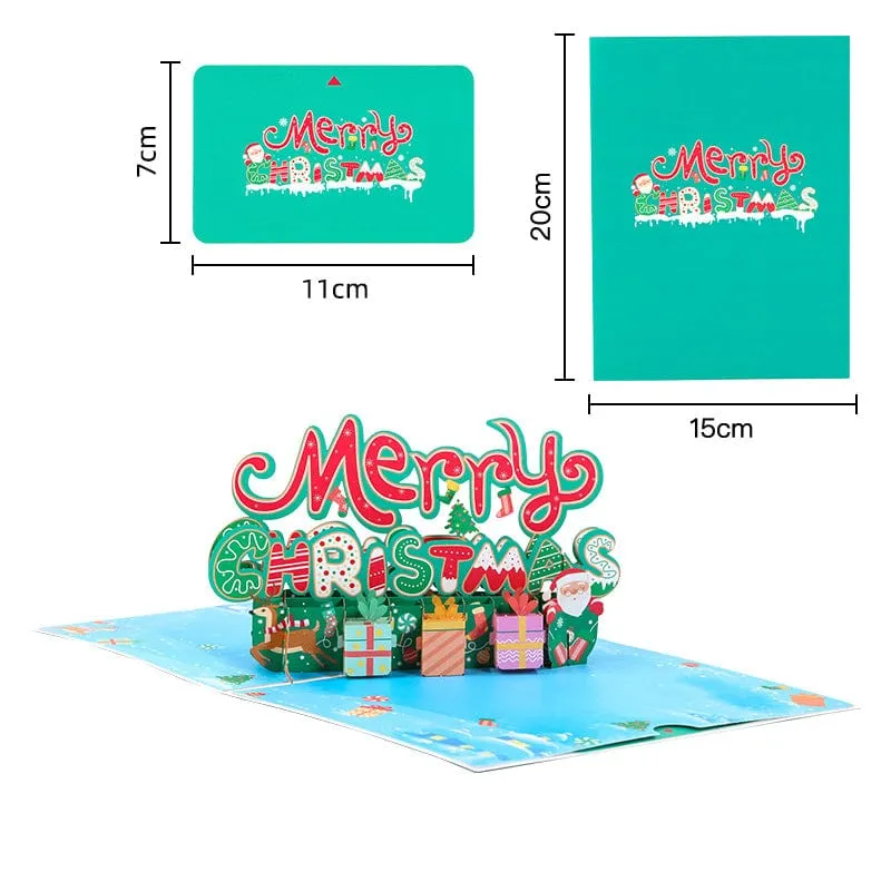 Merry Christmas Christmas Gift 3D Pop Up Greeting Cards