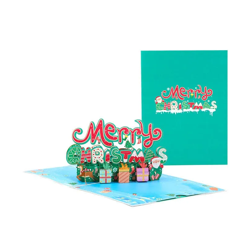 Merry Christmas Christmas Gift 3D Pop Up Greeting Cards