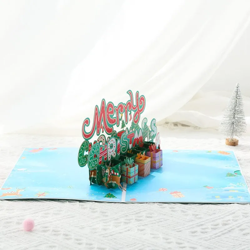 Merry Christmas Christmas Gift 3D Pop Up Greeting Cards