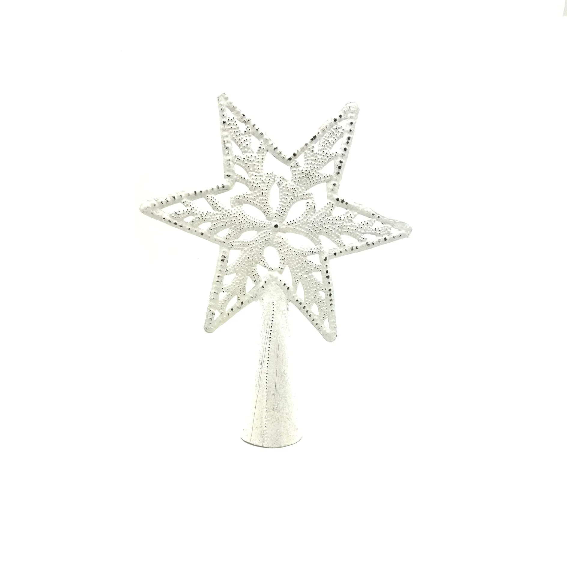 Metal Tree Topper- Distressed White