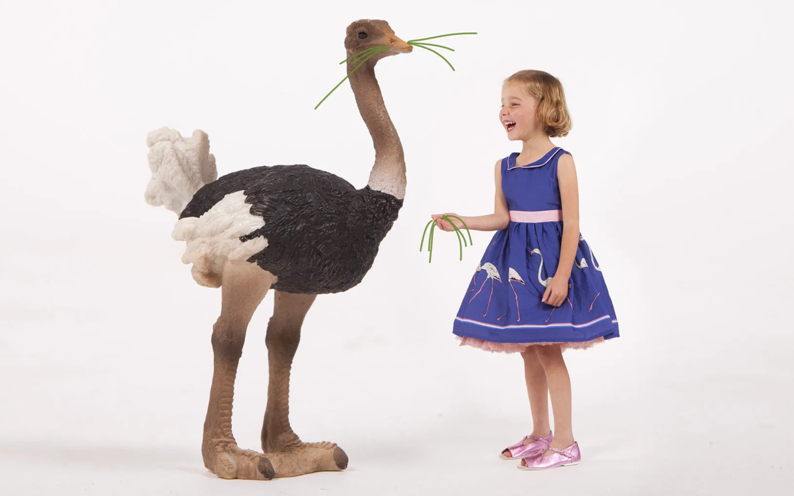 Millie Children's Dress - Blue Flamingo