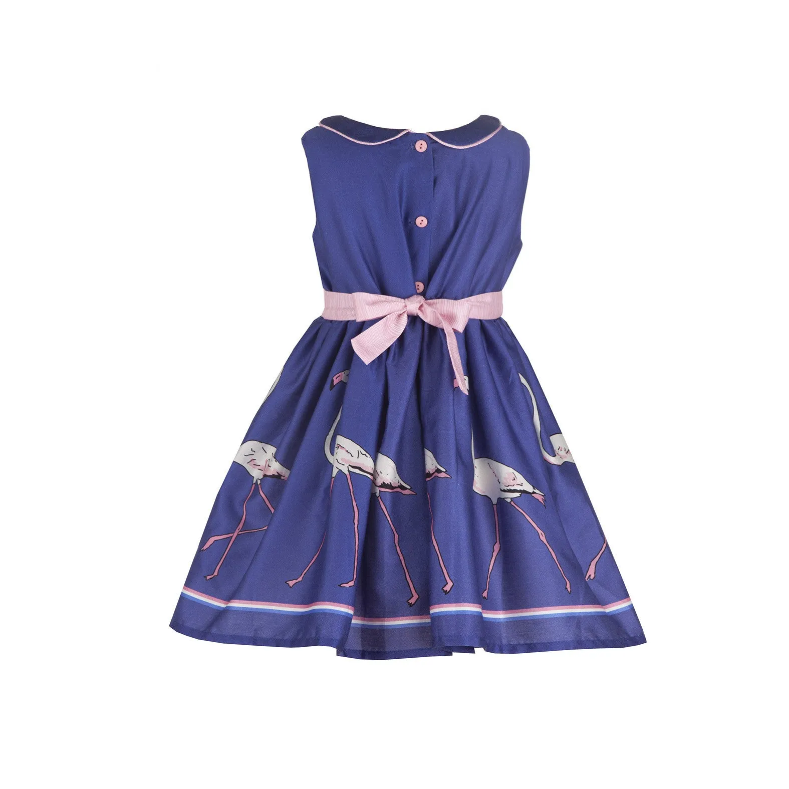 Millie Children's Dress - Blue Flamingo