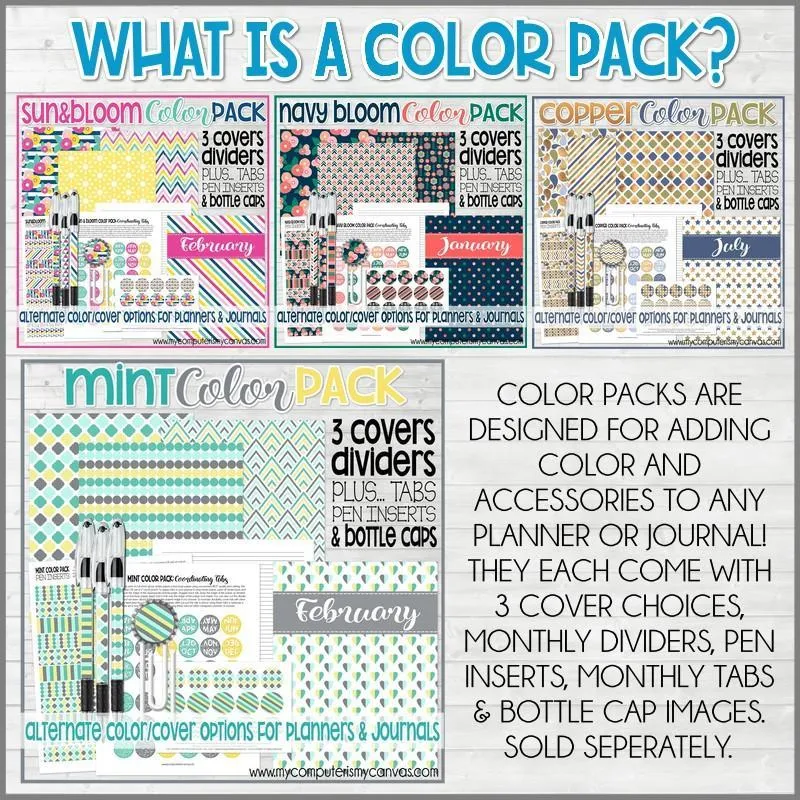 MINT Color Pack {Alternate Covers/Accessories for Planners/Journals} PRINTABLE