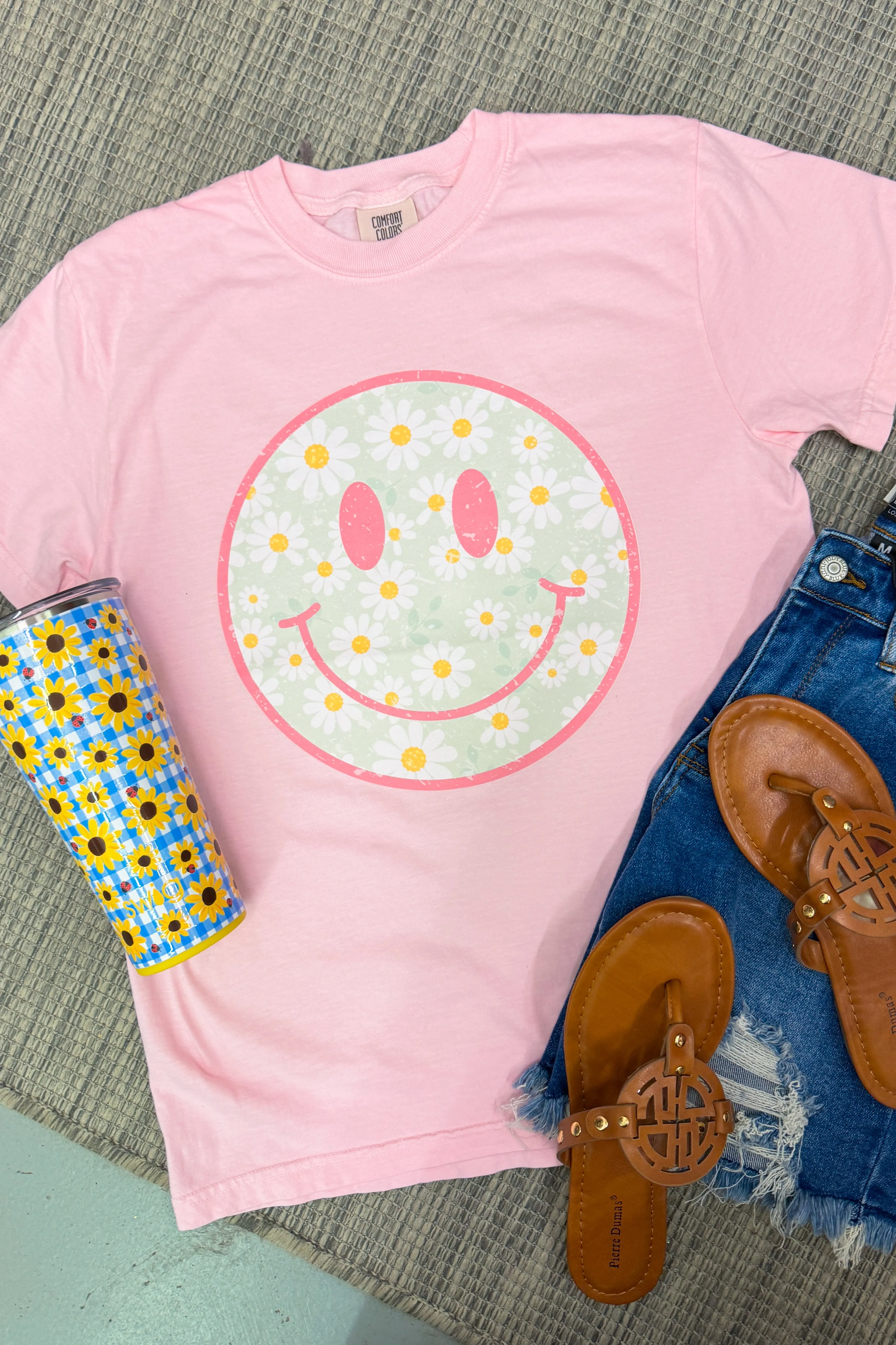 Mint Daisy Happy Face Graphic Tee, Blossom