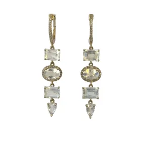 Moonstone and Diamond Shapes Earrings by Leela Grace Jewelry