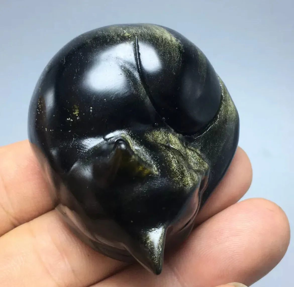 Natural Gold Obsidian Carved Crystal Kitty Figurine