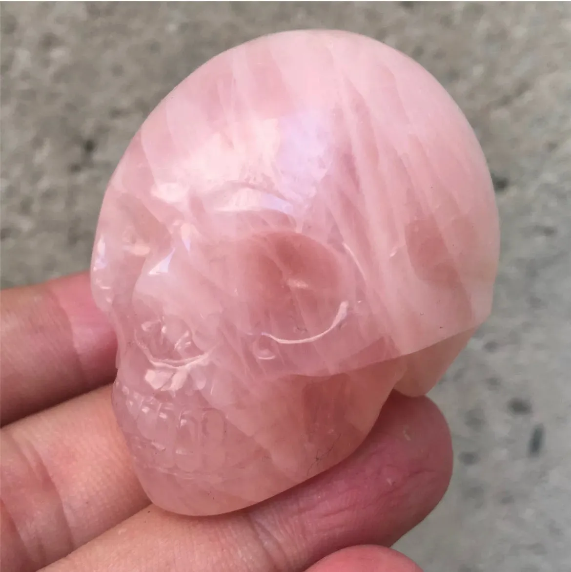 Natural Rose Quartz gemstone Skull